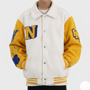 Veste universitaire en laine 100% pour homme, style Winter Street, épaules tombantes, broderie, veste universitaire pour homme, veste universitaire Letterman pour homme - Product Image 5