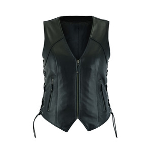 Riding Ladies <b>Leather</b> <b>Vest</b> Genuine Cowhide Full Zipper Sleeveless Coat Women Classic <b>Biker</b> Motorcycle Waistcoat for Sale - Product Image 1