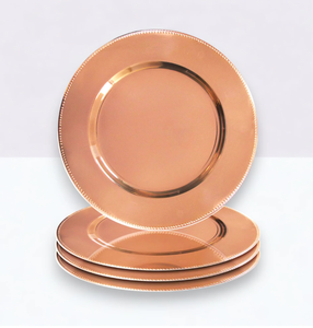 Assiettes décoratives de mariage en acier inoxydable or rose 13 pouces assiettes de présentation en acrylique de récif d'or pour réglage de table vente en gros - Product Image 3