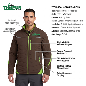 Chaqueta Softshell Unisex Marrón para Exteriores con Cuello Alto, Cremallera de Contraste en Neón, Bolsillos Laterales y en el Pecho, Multi-estación - Product Image 5