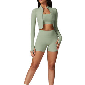 Conjunto deportivo sin costuras para mujer, bra deportivo y leggings de cintura alta a prueba de sentadillas, nuevo diseño, ropa de gimnasio, conjuntos de yoga para mujer - Product Image 2