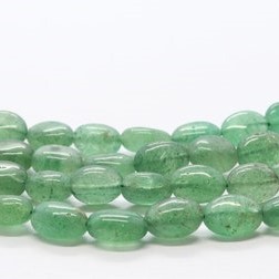 Perles ovales lisses en quartz fraise vert de qualité supérieure, 7x11 mm, perles de pierres précieuses fraise vertes naturelles, brin de 16 pouces - Product Image 2