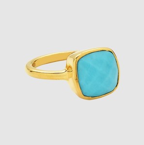 Handmade Cushion Shape <b>Turquoise</b> Gemstone Women <b>Ring</b> - Fashion Gold Plated <b>Rings</b> - Wholesale Bulk Price <b>Ring</b> - Product Image 1