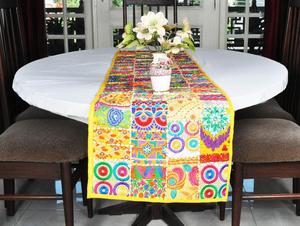 ผ้าปูโต๊ะปักลายดอกไม้สไตล์โบฮีเมียนหลากสี ซักมือได้ ของตกแต่งบ้าน - Product Image 1