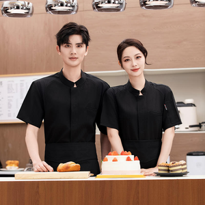 เสื้อเชฟแบบยูนิเซ็กซ์สั่งทำพร้อมโลโก้ แบรนด์ Touchhealthy ผ้าถัก พิมพ์ลายด้วยความร้อน แขนสั้น สำหรับร้านอาหารและบาร์ ขายส่ง - Product Image 5