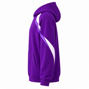 Sudadera con Capucha Casual para Hombre, Talla Grande, Felpa de Alta Calidad, Diseño con Estampado Frontal Morado, Bolsillos, Ropa de Invierno, Manga Larga Raglán - Product Image 4