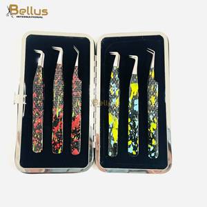 Juego de Pinzas Profesionales para Extensión de Pestañas, 45 y 90 Grados, Doble Tono, Acero Inoxidable, Punta Suave, Herramienta OEM - Product Image 6