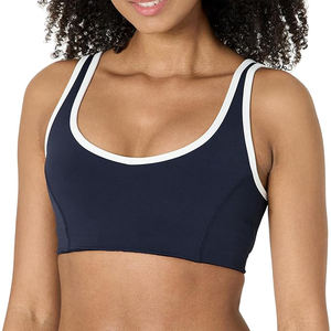 Sujetador deportivo con espalda cruzada para mujer, de alto soporte, con almohadillas extraíbles, transpirable, sin costuras, de nailon y elastano, para yoga, gimnasio y fitness. - Product Image 1