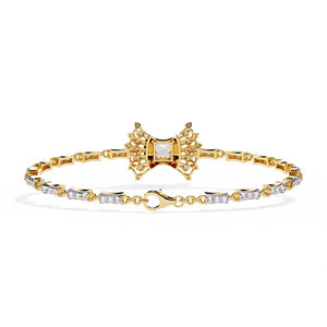 Pulsera de Diamantes con Corte Princesa Cultivados en Laboratorio en Oro Amarillo de 14K |   Centro de Información Halo |   Joyería de Diamantes de Diseño para Novias - Product Image 3