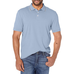 Custom Logo Front Solid 100% Cotton Men's <b>Classic</b> Fit Short Sleeve Dual Tipped Collar Plus Size for Shirt - Product Image 1