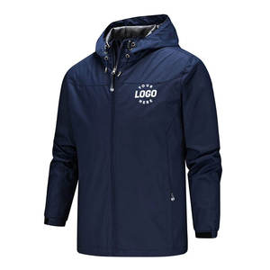 Custom Navy Waterproof Hooded Windbreaker <b>Jacket</b> <b>Men</b> <b>Lightweight</b> Outdoor <b>Rain</b> <b>Jacket</b> OEM ODM Private Label Wholesale - Product Image 1