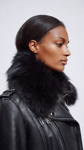 Veste en cuir et fourrure véritable de luxe de haute qualité - Product Image 3