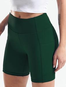 Shorts de sport pour femmes de haute qualité, personnalisables avec logo, 2-en-1, pour entraînement, yoga et course, motif uni, taille mi-haute, style cycliste - Product Image 3