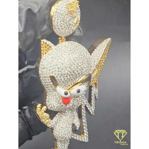 Colgante Personalizado de Personaje de Dibujos Animados, Completamente Cubierto de Diamantes VVS Cultivados en Laboratorio con Plata de Ley 925, Joyería Hip Hop - Product Image 5