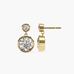 Pendientes de Diamante Cultivado en Laboratorio de 1.80CT con Engaste de Bisel en Oro de 14K, Diseño Minimalista, para Compromiso, Boda, Fiesta Nupcial, Regalo de Lujo para Mujer - Product Image 1