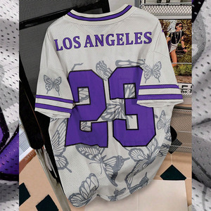 Camiseta Deportiva Unisex con Estampado de Mariposas, Estilo American Football, Malla Oversize, Ropa Urbana, Proveedor Mayorista OEM - Product Image 2