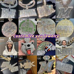 Pendentif Lettre en Moissanite Ronde Taille Brillant Plaqué Or 18K, en Argent Sterling 925, Style Hip-Hop Unisexe pour Hommes, Femmes et Enfants – Idéal Cadeau - Product Image 5