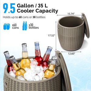 Contenitore Refrigerante Multifunzionale da 9,5 Galloni in LLDPE, Tavolino Portatile per Cocktail da Esterno con Maniglia Integrata - Product Image 3