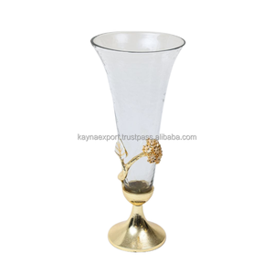 Jarrón de Flores de Latón Chapado en Oro para Mesa, con Vidrio Transparente, Estilo Costero, para Decoraciones de Boda, Gran Venta - Product Image 3