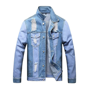 Winter Wear Men's <b>Denim</b> <b>Jackets</b> Solid Color <b>Custom</b> OEM Service Latest Style Plain Dyed High Quality Front Logo - Product Image 1