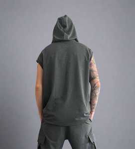 Camiseta sin Mangas con Capucha para Hombre, Color Sólido, con Bolsillo, Informal, de Algodón, Corte Regular, para Verano - Product Image 2