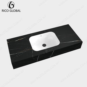 Lavabo de Pared de Mármol Negro, Rectangular, Pulido, Diseño Minimalista, Fácil de Limpiar - Product Image 3