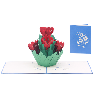 Carte de vœux en papier avec fleur de rose, carte pop-up 3D, roses faites à la main, cartes pop-up sur le thème des roses, carte 3D pop-up, carte de vœux spéciale, artisanat - Product Image 1