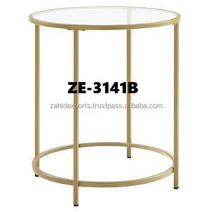 Mesa de Centro Redonda Moderna de Lujo Hecha a Mano con Marco de Metal con Acabado Dorado, Venta al por Mayor de Zahid Export India - Product Image 3