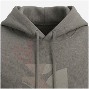 Ensemble de survêtement gris à capuche pour homme, manches longues, imprimé géométrique, logo frontal, décontracté, respirant, coupe régulière, idéal pour l'automne - Product Image 4