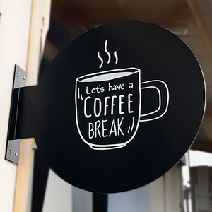 Letrero Metálico Redondo Personalizado para Cafetería con la Frase "<span class=keywords><strong>Vamos</strong></span> a Tomar una Pausa para el <span class=keywords><strong>Café</strong></span>", Letrero Decorativo Negro para Montar en la Pared para Cafetería o Restaurante - Product Image 4