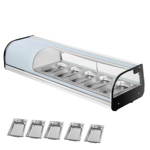 Vetrina Refrigerata Commerciale da 1.8 Cu.ft per Sushi con 5 Vaschette, Espositore da Banco con Vetro Curvo e Illuminazione LED - Product Image 1