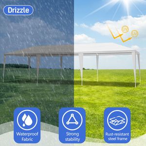 Tenda da Esterno per Feste 3x9m in PE Non Tessuto con Struttura in Ferro Verniciato Bianca - Product Image 5