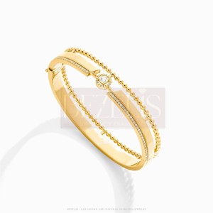 Wunderschönes Mehrstufiges Labor-Diamant-Armreif aus Gelbgold mit Perlensträngen und Zentraler Halo-Fassung Atemberaubendes Mehrschichtiges Design - Product Image 4
