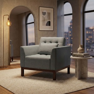 Traditional Tufted Upholstered Linen Single <b>Sofa</b> Chair Set Home Living Room Bedroom Sectional <b>Sofa</b> <b>Foam</b> Filling Small Space - Product Image 1