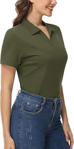 เสื้อเชิ้ตผู้หญิงลำลอง ผ้าโพลีเอสเตอร์/คอตตอน เป็นมิตรกับสิ่งแวดล้อม แห้งเร็ว ระบายอากาศดี แขนสั้น ใส่สบายในฤดูร้อน พิมพ์ลายดิจิทัล รับสกรีนโลโก้ - Product Image 2