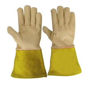 Gants de soudage TIG robustes en cuir de chèvre et de vache, résistants à l'abrasion et aux coupures, pour la protection des mains en construction - Product Image 5