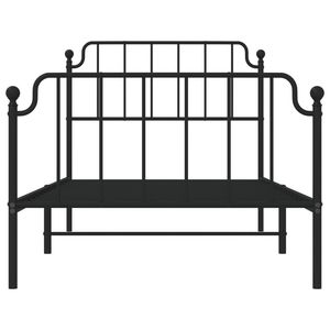 Cadre de lit double en acier noir avec revêtement poudré, lit rectangulaire en métal - Product Image 5