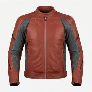 แจ็คเก็ตหนังแท้สำหรับขี่มอเตอร์ไซค์คุณภาพดีที่สุดสำหรับผู้ชาย รุ่นใหม่ล่าสุดสำหรับฤดูหนาว พร้อมแผ่นป้องกันที่ถอดออกได้ สามารถสั่งทำได้ - Product Image 1