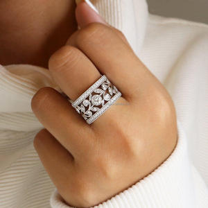 แหวนทองคำขาว14K สำหรับทุกเพศสไตล์วินเทจ igi/gia สำหรับงานแต่งงาน/งานเลี้ยงครบรอบ - Product Image 3