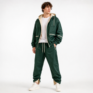 Conjunto de Chaqueta Cortavientos Oversize con Paneles, Diseño de Manga Raglán, Logotipo Impreso Personalizado, Tejido Impermeable y Cortavientos, Venta al por Mayor OEM - Product Image 6