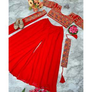 Designer Traditional Muslim Clothing & Accessories Embroidered Sharara <b>Blouse</b> and Dupatta for Party Wear - Product Image 1