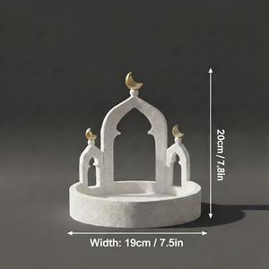 Plateau en céramique blanche de qualité supérieure, idéal pour servir des collations, des friandises et des décorations pour la maison pendant le Ramadan et l'Aïd, provenant d'Inde. - Product Image 5