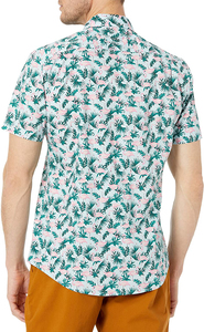 Men's Blue Solid Short Sleeve Casual <b>Shirt</b> Turn-down Collar Poplin Cotton 320g Knitted Summer Breathable Style - Product Image 3