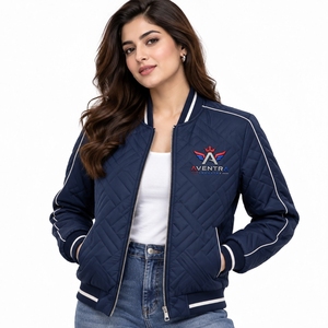 Casual Apparel <b>Women</b> Bomber <b>Jacket</b> With <b>Lightweight</b> Polyester Fabric Ribbed Collar Comfortable Premium <b>Women</b> Bomber <b>Jacket</b> - Product Image 1