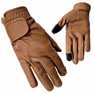 Gants d'équitation unisexes sur mesure en cuir PU souple, dos scintillant, respirants, pour été et hiver, fermeture auto-agrippante, demi-doigts - Product Image 1