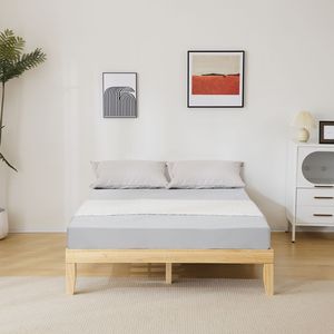 Letto Queen 202*151*30.5cm in Legno di Pino Massiccio, Design Semplice con Colore Naturale del Legno, Adatto Anche per Uso Singolo - Product Image 5