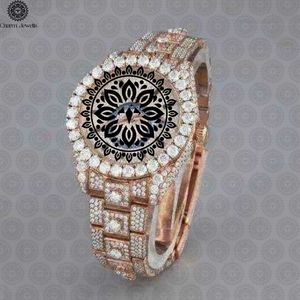 Reloj Charm Jewells para hombre, caja cuadrada de acero inoxidable, 40 mm, detalles de diamantes, botón pulsador, cierre oculto, analógico hueco, mecánico - Product Image 1