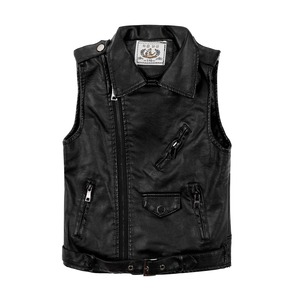 Gilet pour enfants, veste sans manches en cuir PU pour garçons, vêtement d'extérieur tendance pour l'automne - Product Image 6