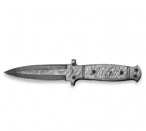 Couteau utilitaire à lame fixe en acier Damas, artisanal et personnalisé, pour collectionneur, outil d'artisanat d'extérieur avec manche en Damas - Product Image 4