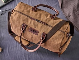 Sac de voyage en toile et cuir à fermeture éclair, sac de week-end, sac de sport LCTB-0079 - Product Image 5